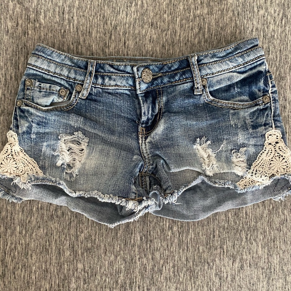 Laced Denim Shorts